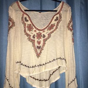 free people bell sleeve top -Small-embroidered